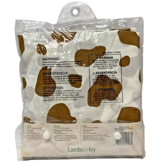 Lambs & Ivy Giddy Up Fitted Crib Sheet NEW Brown Spots Cow Print Cowboy Ranch - Picture 4 of 5